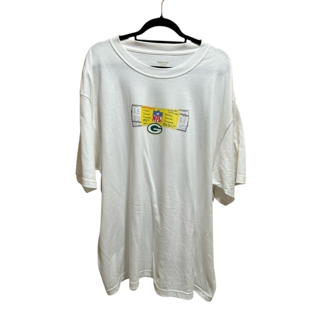 Vintage Men’s 2X Green Bay Packers Reebok Championship Ticket T-Shirt White NWOT